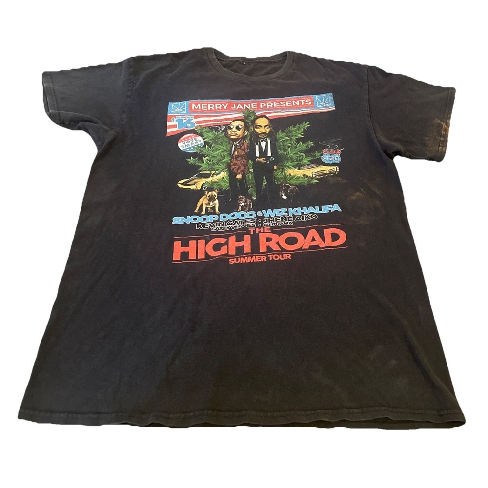 Snoop Dogg X Wiz Khalifa T-Shirt High Road‎ Summer Tour Concert 2016 Size Medium - Picture 1 of 3